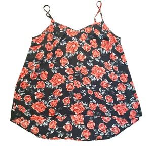 Torrid 2 2X Red Black Floral Hi Low‎ Sheer Tank Top